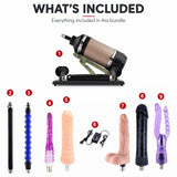 What's included in the Sexlovey A2 Pro Max bundle: 1 thrusting machine, 7 attachments and 1 wired speed controller.