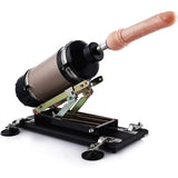 A2 Pro Max sex machine with a realistic attachment mounted, shown at an upward angle on its suction cup base.