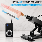 Automatic sex machine with 450 SPM speed and telescopic stroke distance diagram