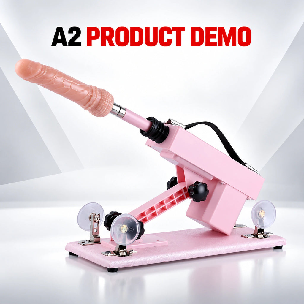 Sexlovey Pink A2 Thrusting Sex Machine product demo showing machine setup, adjustable positioning and operation
