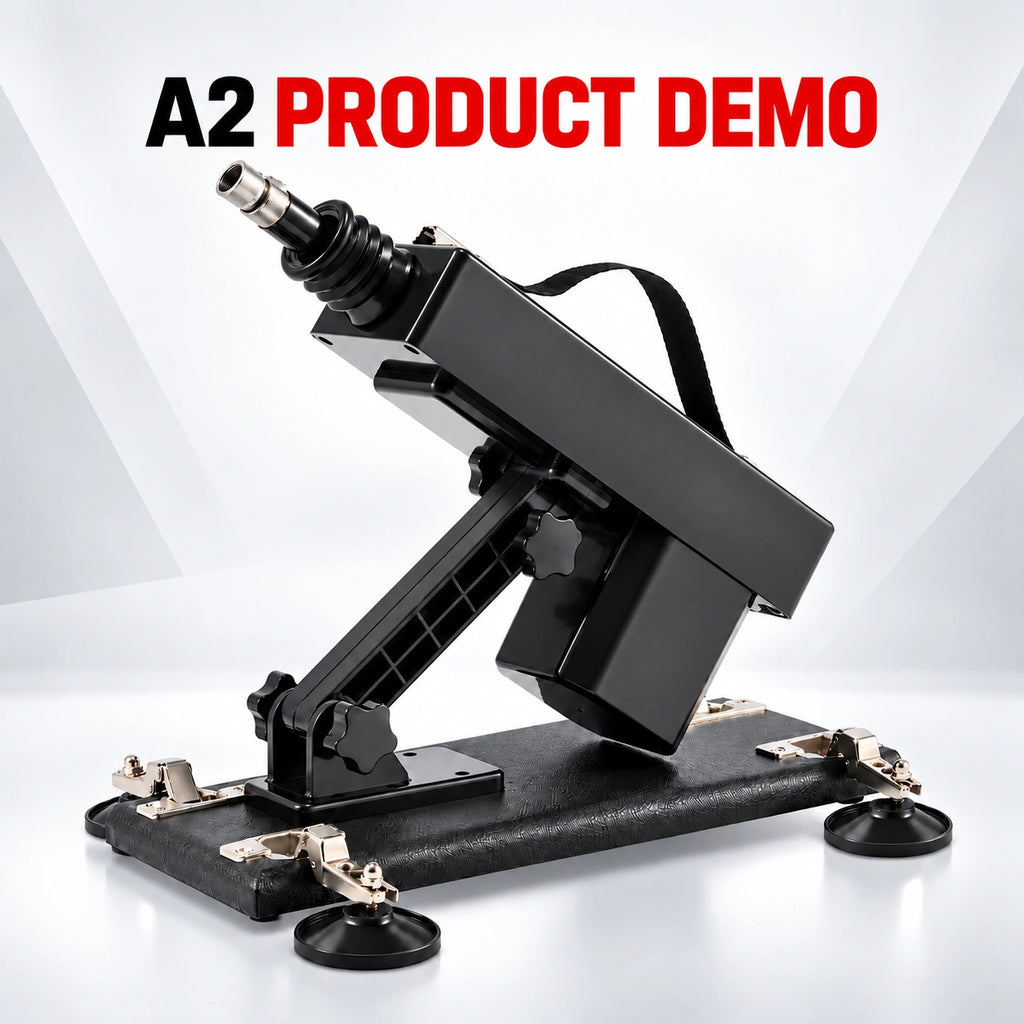 Sexlovey A2 adjustable sex machine product demo showing movement, speed control, angle adjustment and suction base