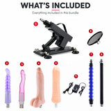What's included in the Sexlovey A2 bundle: 2 dildos, 2 anal plugs, 2 extension rods and a 3.94-inch suction cup adapter