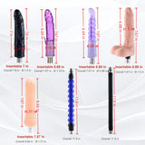 A2 attachment dimensions for three dildos, two anal plugs, extension rod and flexible extension rod
