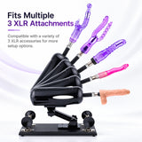 A2 Pro sex machine compatible with various 3-pin XLR attachments for different setup options.