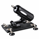 Black A2 Pro sex machine with rounded integrated housing, adjustable support and suction cup base on a white background.