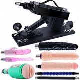 Sexlovey A2 thrusting sex machine with 8 attachments including male masturbator, anal plugs and extension rods