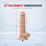 C3 dildo attachment size guide showing 8.27-inch overall length, 5.9-inch insertable length and 1.57-inch diameter