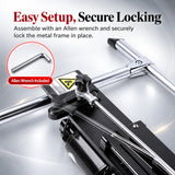 Sexlovey C3 sex machine frame assembly showing the included Allen wrench, metal support joints, and secure locking hardware.