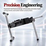 Close-up view of the Sexlovey C3 thrusting sex machine showing its exposed motor housing, mechanical components, and metal construction.