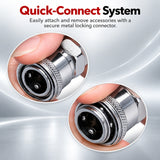 Close-up of the Sexlovey C3 sex machine quick-connect metal coupling designed for secure attachment installation and removal.