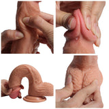 Double Layer Liquid Silicone Lifelike Penis with Strong Suction - Sex Machine & Sex Doll Adult Toys Online Store - Sexlovey