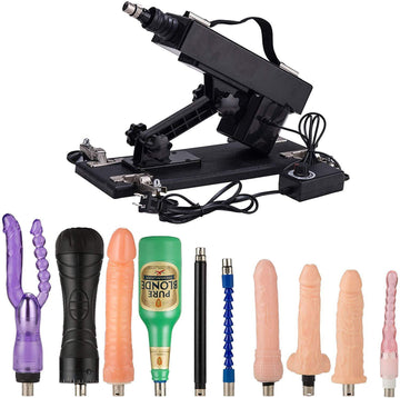 Sexlovey sex love machine kit with 10 thrusting dildo attachments